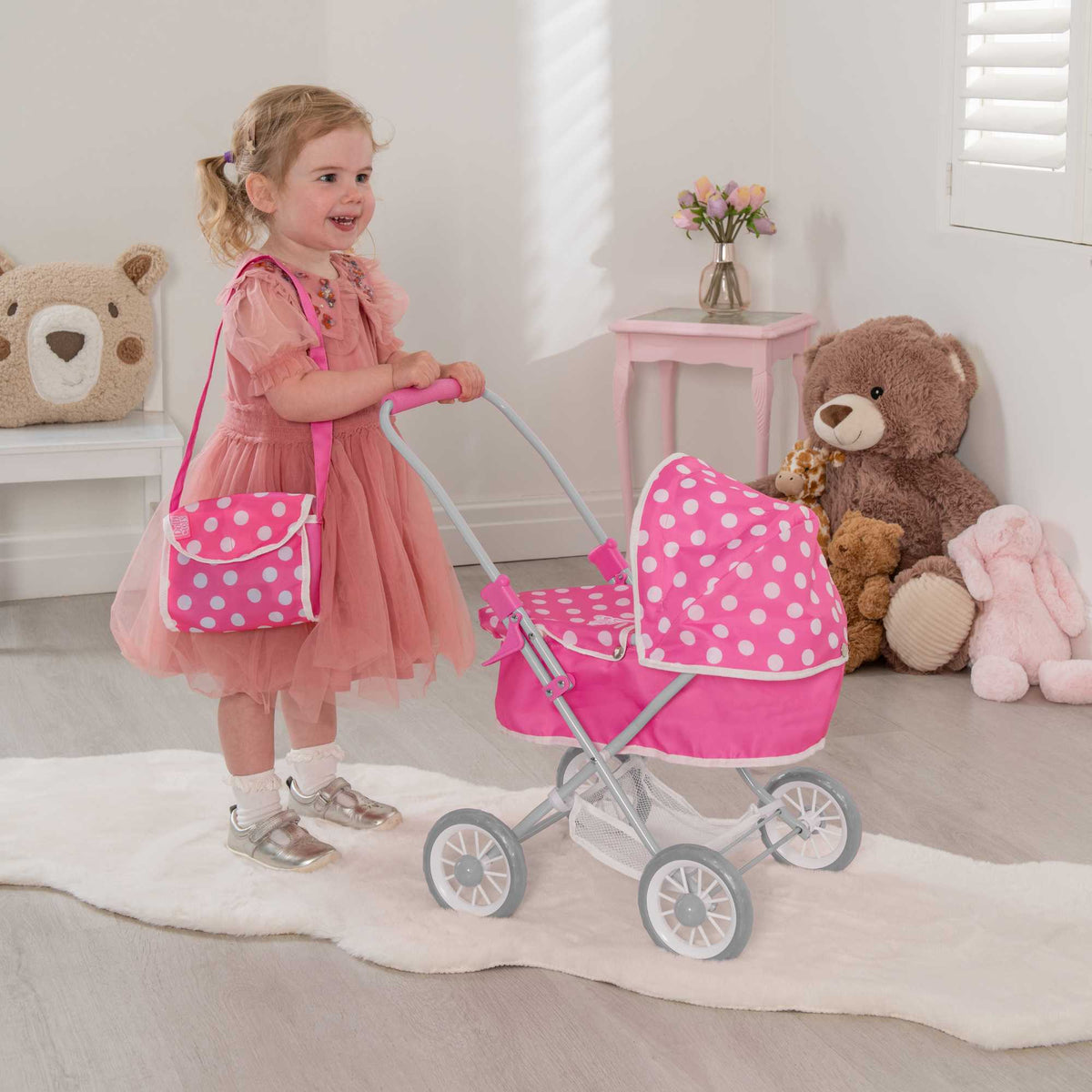 Childrens Dolls Pram, Childrens Dolls, Dolls Accessories, Dolly Tots, Dolls Stroller, Single Stroller, Childrens Buggy, Pink Dolls Stroller, Dolls Storage, Dolls Changing Bag, Dolls Changing Mat