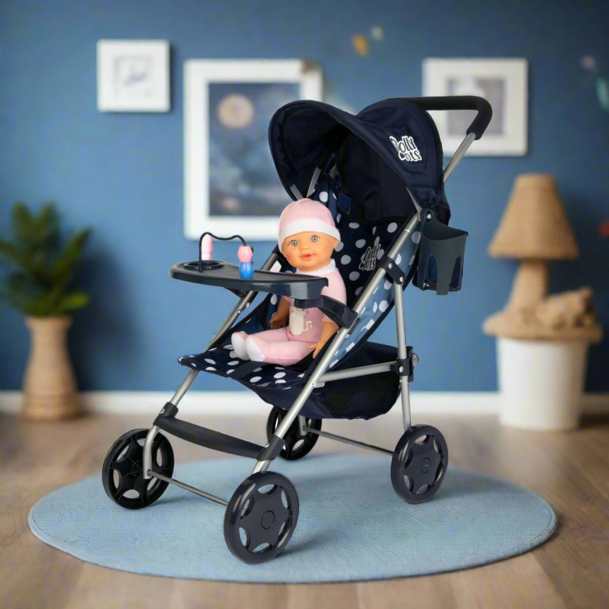 Dolly Tots Playtime Dolls Pushchair - Navy Prams