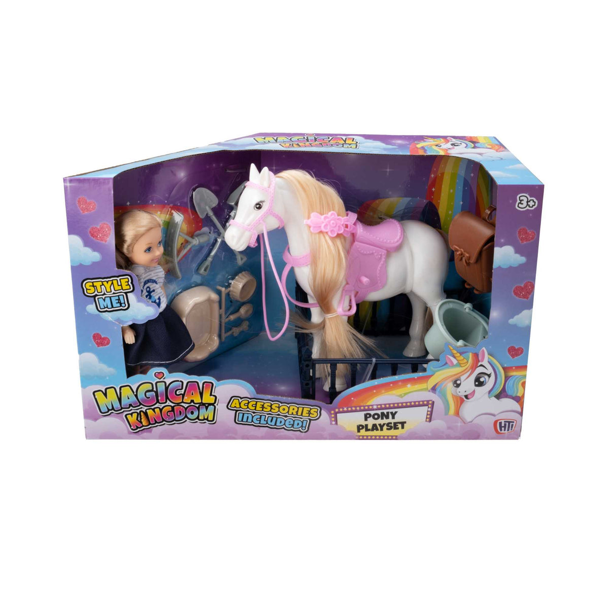 Magical Kingdom Pony Playset is perfect for imaginative play, this high-quality set encourages creativity, empathy, and social skills. Made from durable, child-safe materials, it&#39;s ideal for solo play or sharing with friends.