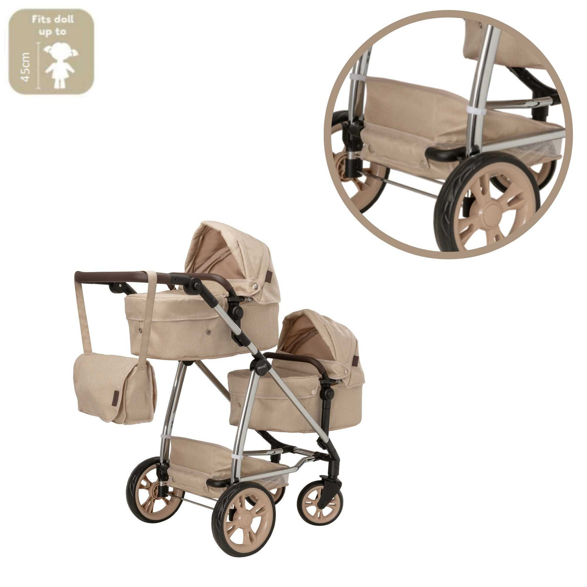 Celuna Premium Twin Dolls Travel System - versatile doll stroller with 9 play patterns, perfect for twins, stylish and durable design