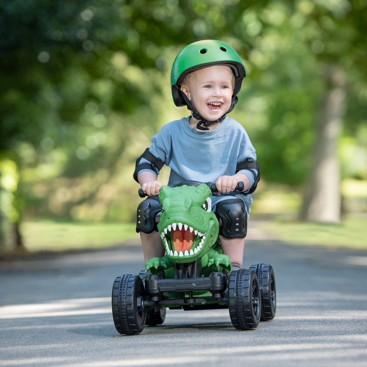 ATOM Dinosaur Electric Quad Bike Ride-On for Kids – Battery Powered 4-Wheel Ride-On Toy with Sounds and Lights for Ages 3+