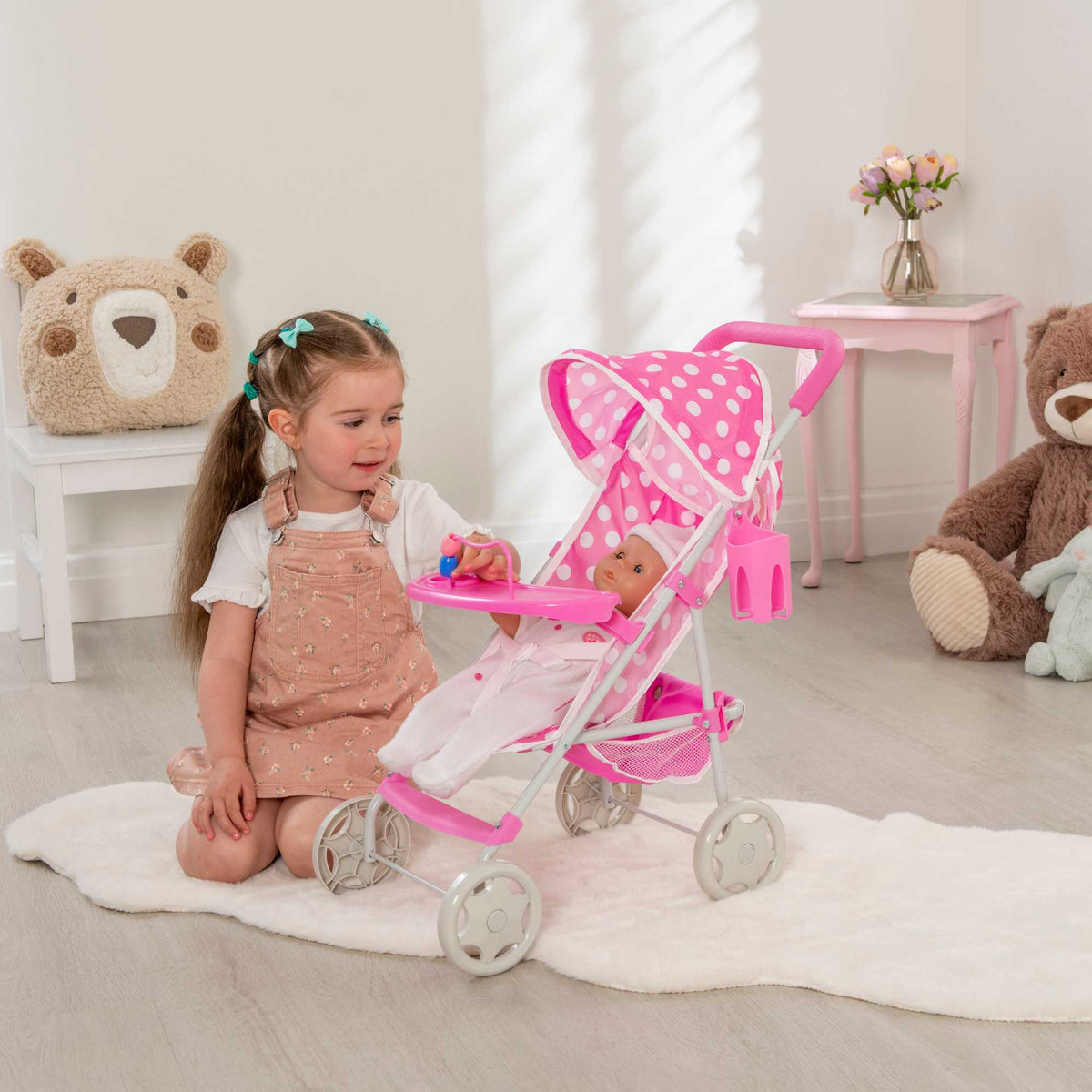 Dolly Tots Playtime Dolls Pushchair - Fun and Functional Toy Pushchair for Dolls, Perfect for Playtime