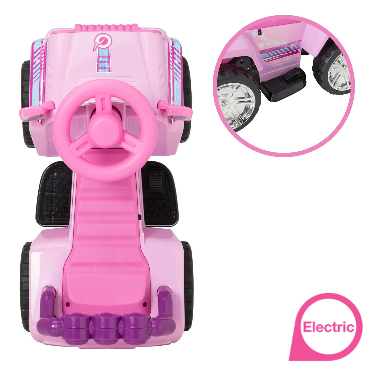 Evo 6V Kids Electric Ride On Pink Shimmer 4X4 Truck Electric Ride Ons