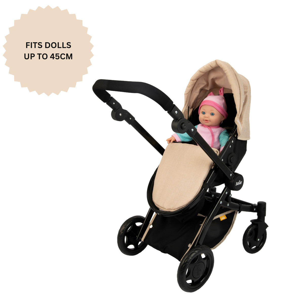 Joie Junior Chrome 3-in-1 Dolls Pram - Stone &amp; Black Dolls, Playsets &amp; Toy Figures