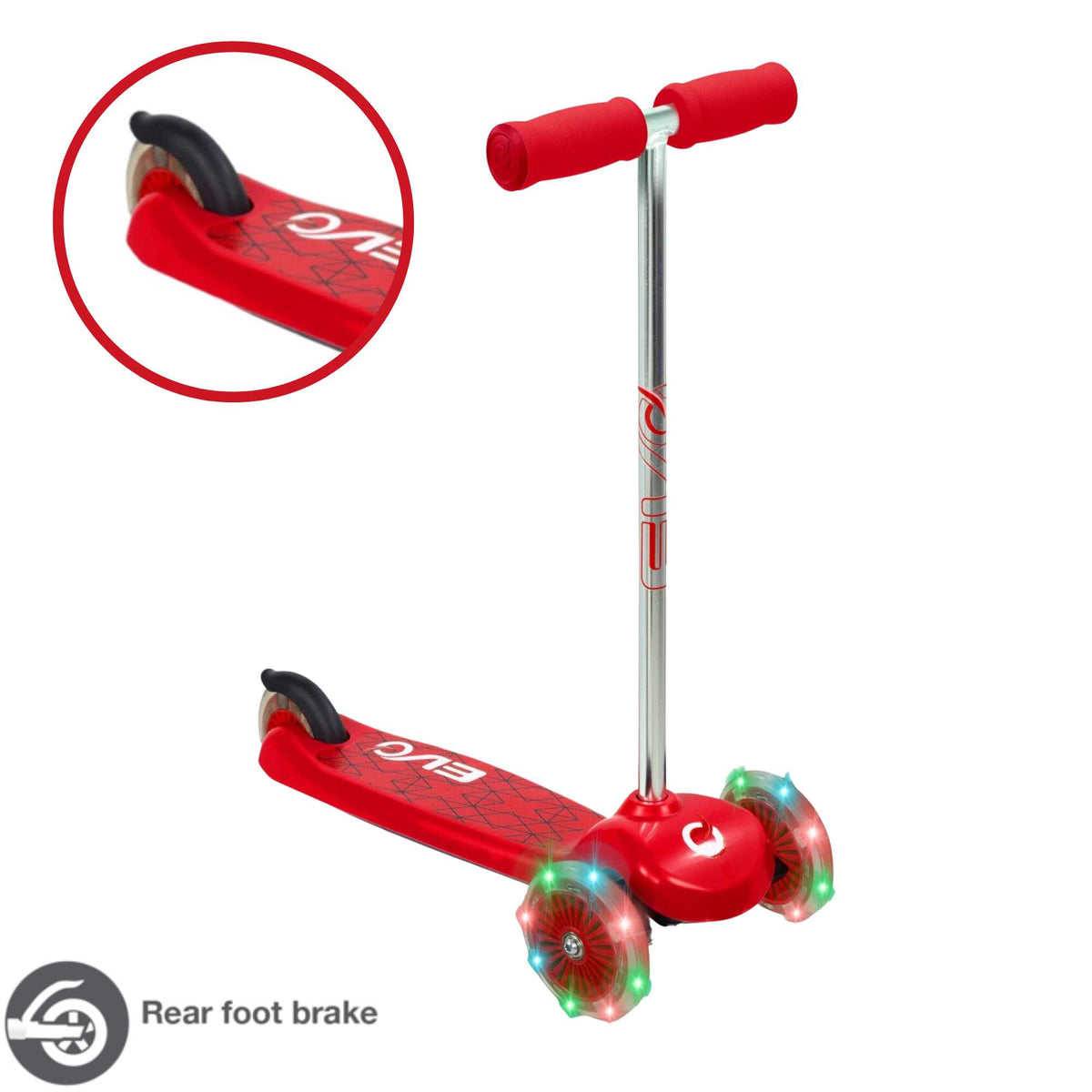 EVO Light Up Move N Groove Scooter for Ages 2 and Up with Lean-to-Steer System and LED Wheels, perfect for young children’s outdoor adventures.