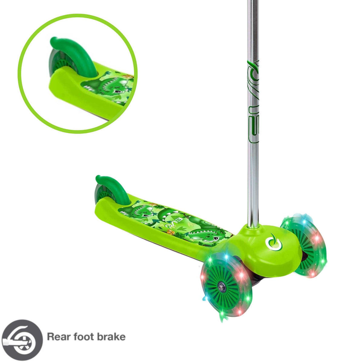 EVO Light Up Move N Groove Scooter for Ages 2 and Up with Lean-to-Steer System and LED Wheels, perfect for young children’s outdoor adventures.