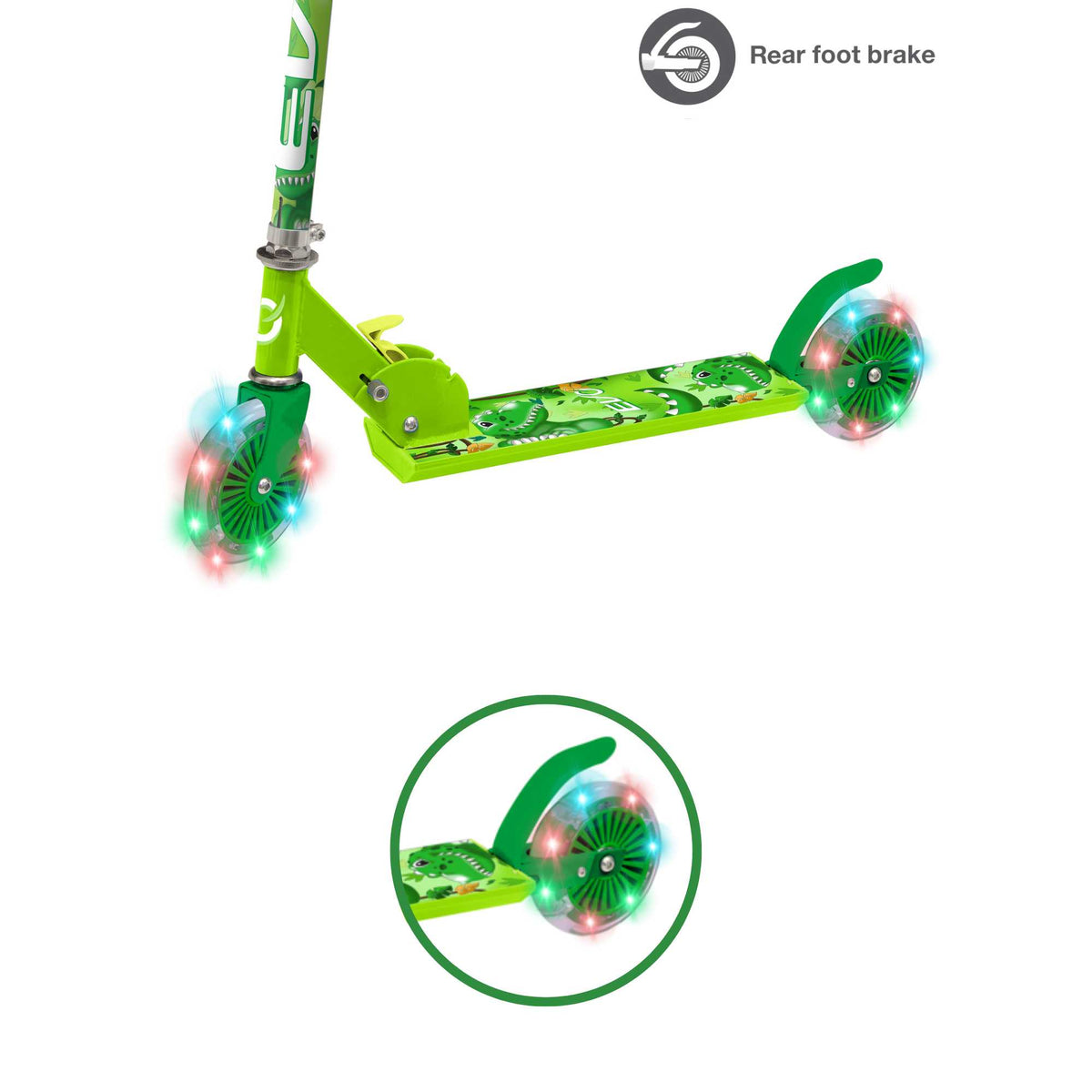 EVO Light Up Inline Scooter - Dinosaur Scooters