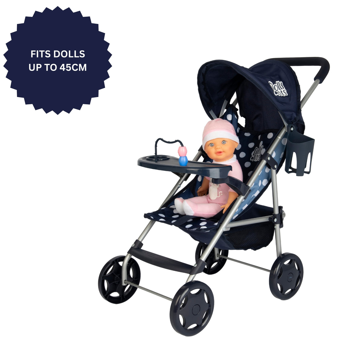 Dolly Tots Playtime Dolls Pushchair - Navy Prams