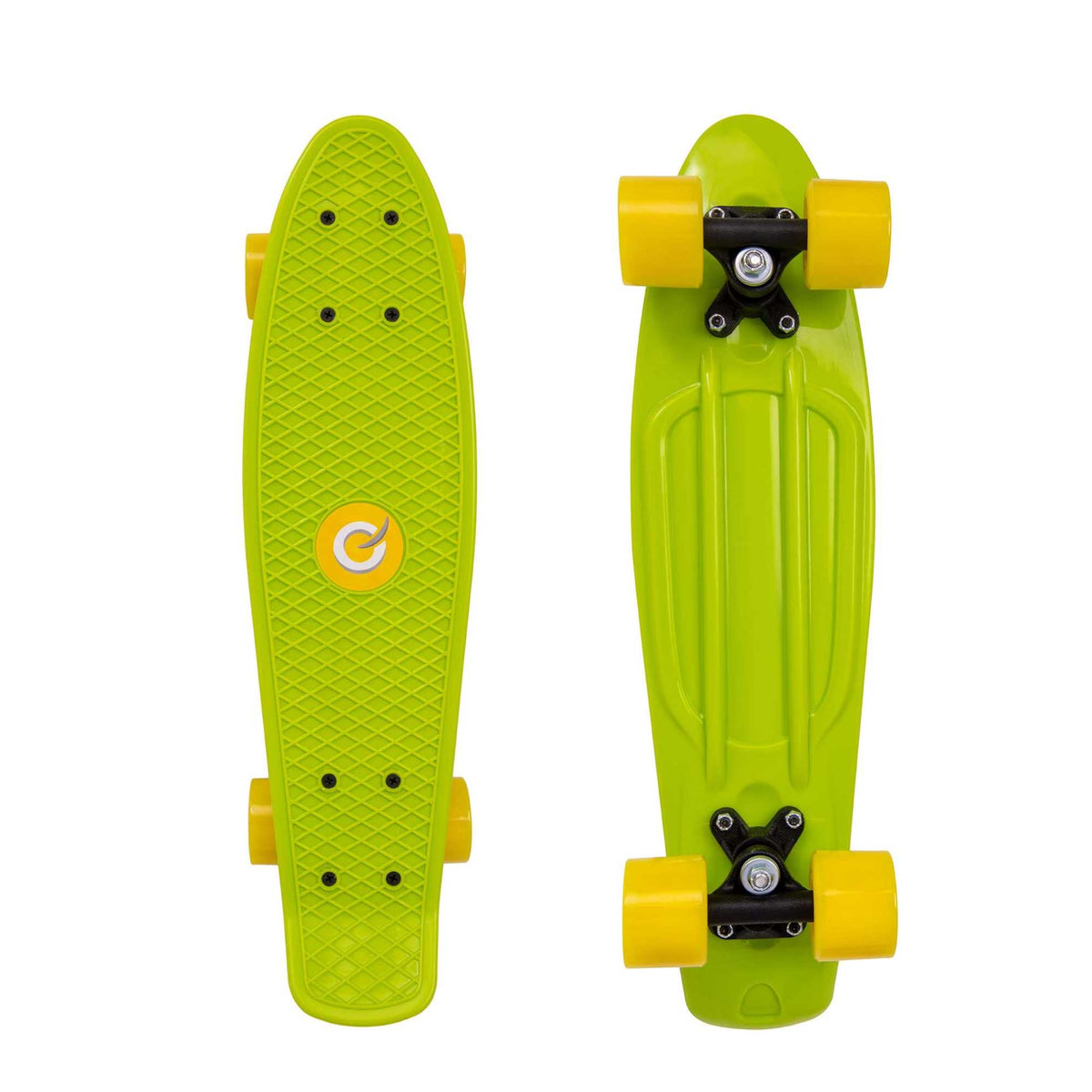 Children’s EVO 22-inch Penny Board in pink with light-up wheels, showcasing a compact design and vibrant retro style, perfect for young riders. The board features a textured grip surface and smooth, illuminated wheels that light up during movement. 