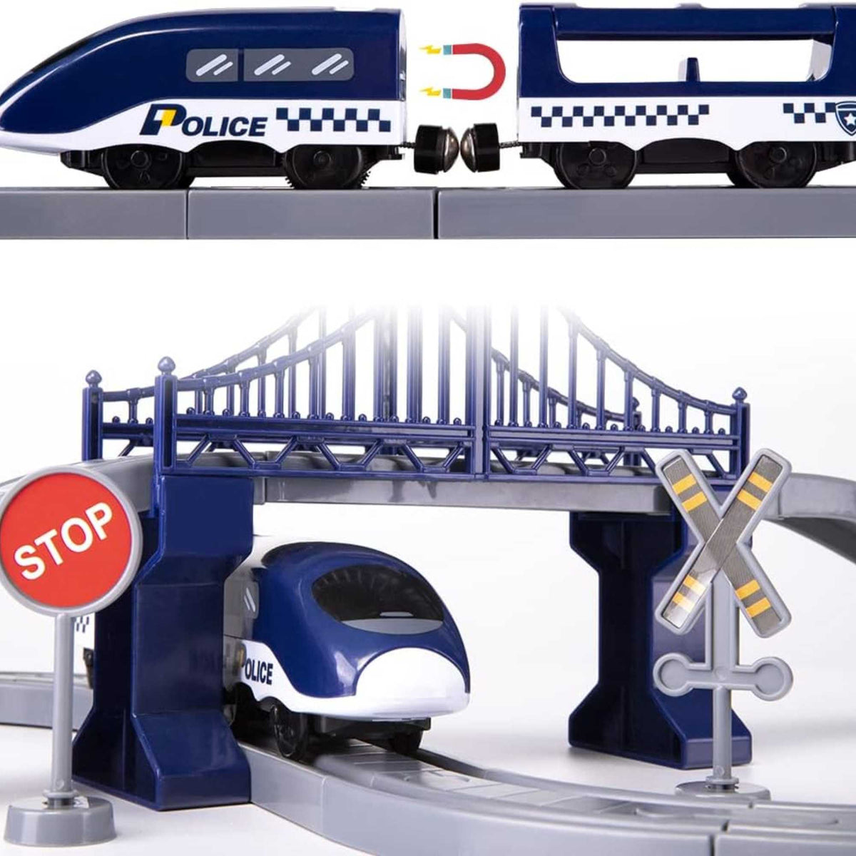 Teamsterz Police Service Rescue Train Set - 66 Pieces Included Helicopters &amp; Planes
