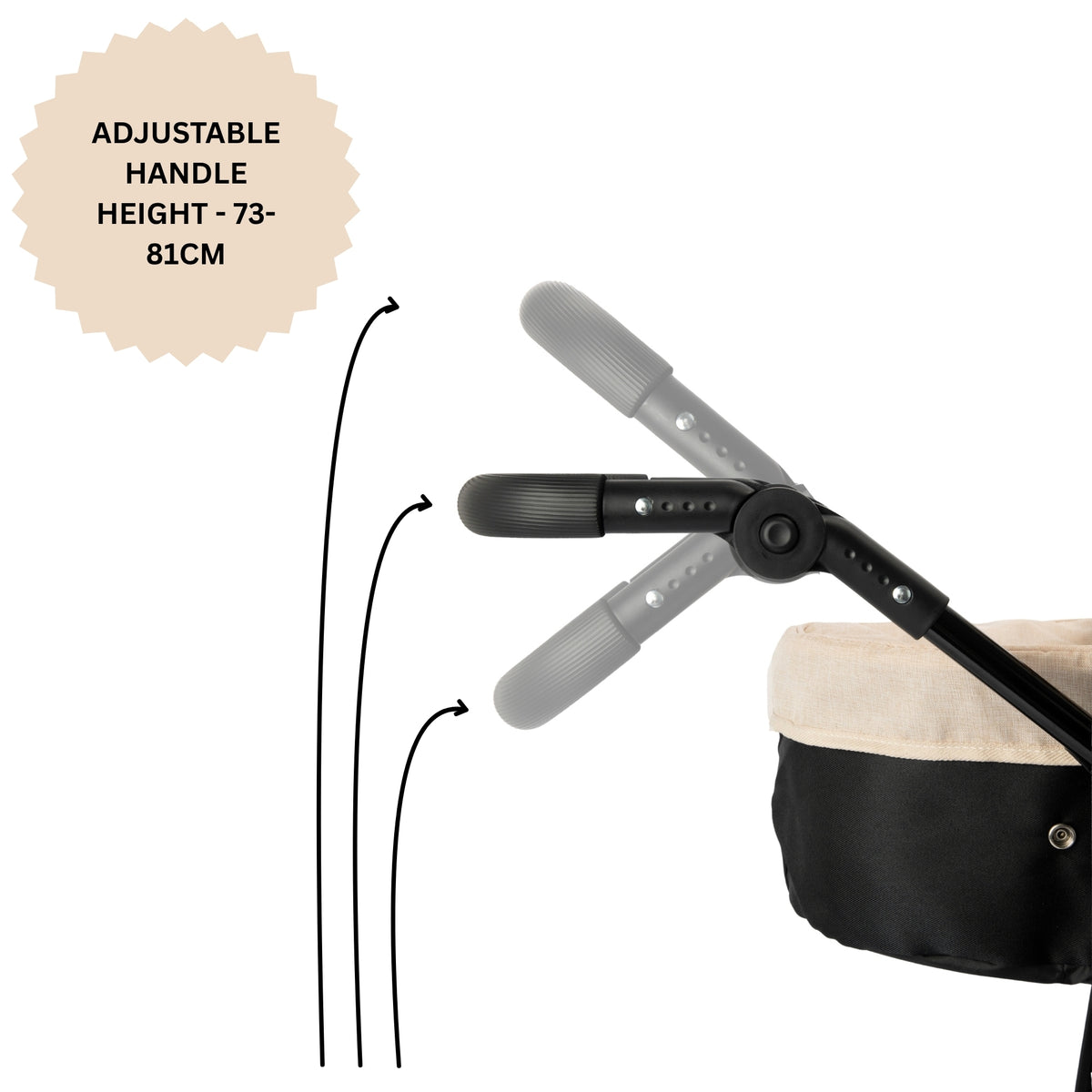 Joie Evalite Stone &amp; Black Dolls Pram - 9 Play Modes Prams