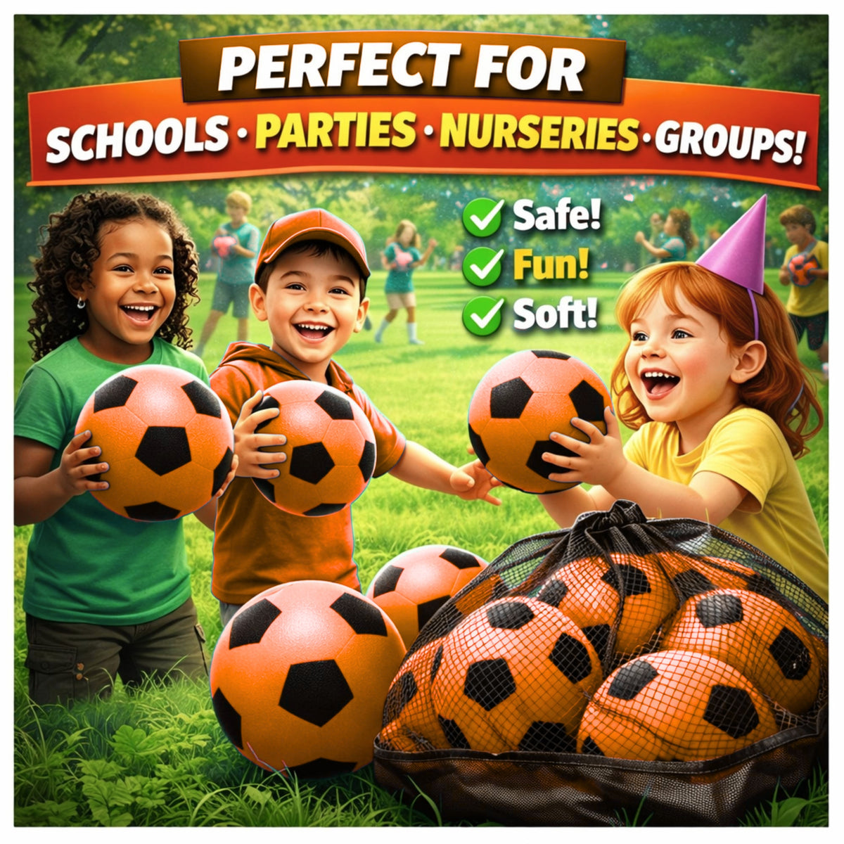 Foam Football Pack Of 12 - Orange