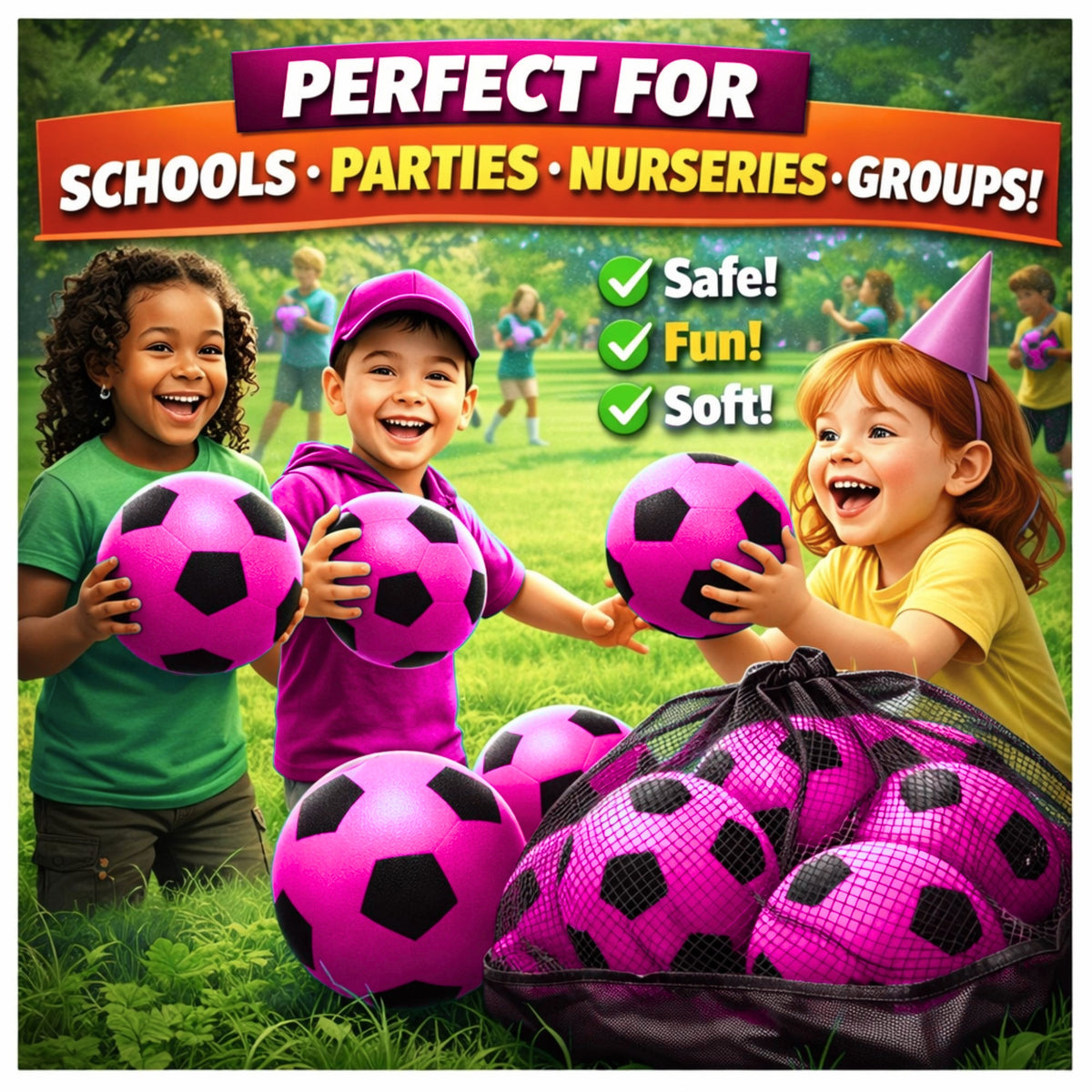 Foam Football Pack Of 12 - Pink