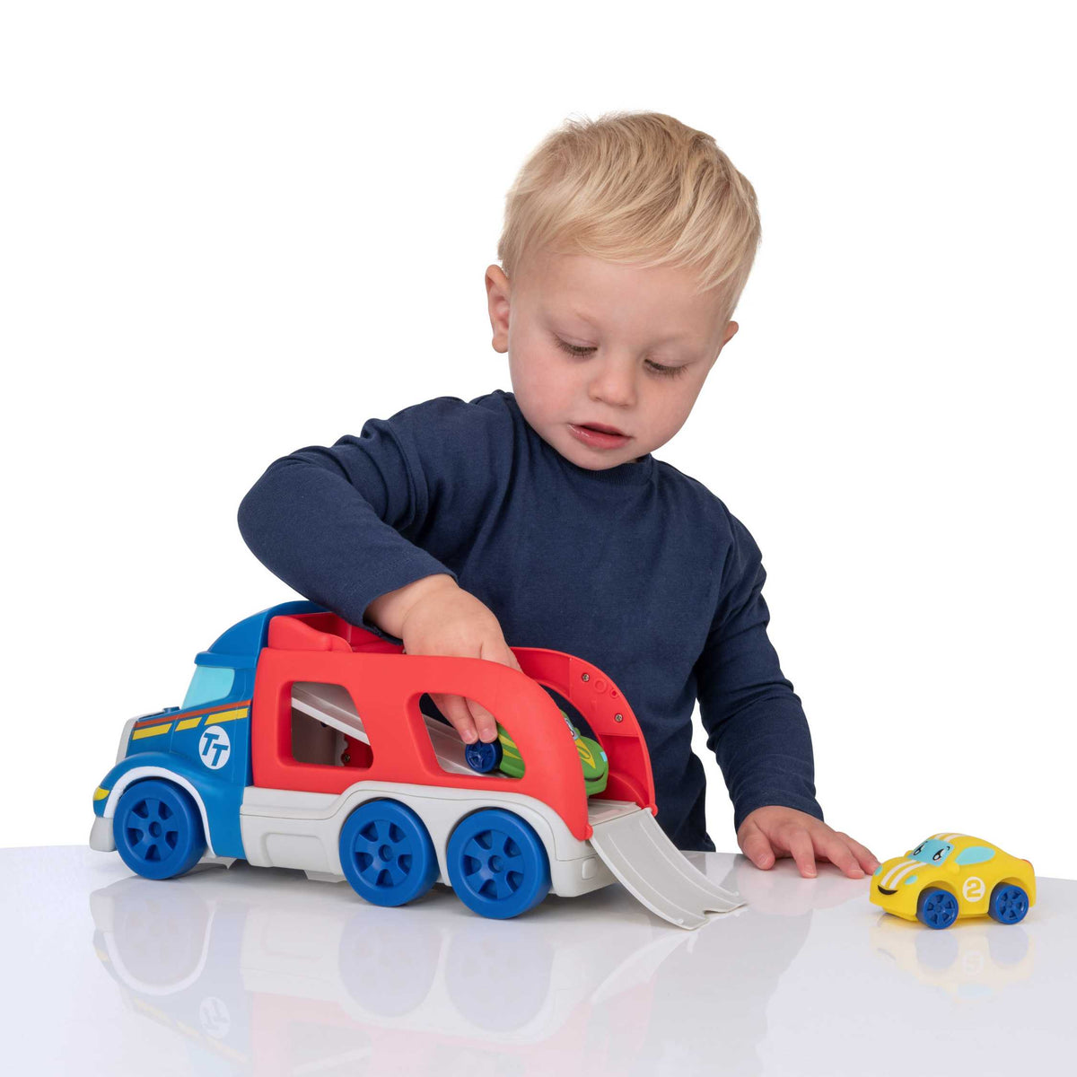Tiny Teamsterz Car Transporter Playset | Includes 2 Soft Touch Cars Cars &amp; Transporters