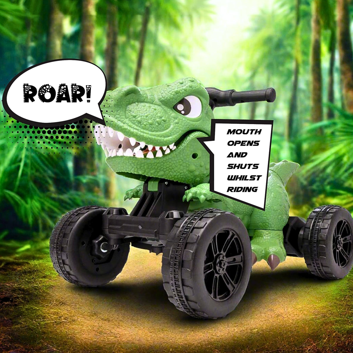 ATOM Dinosaur Electric Quad Bike Ride-On for Kids – Battery Powered 4-Wheel Ride-On Toy with Sounds and Lights for Ages 3+