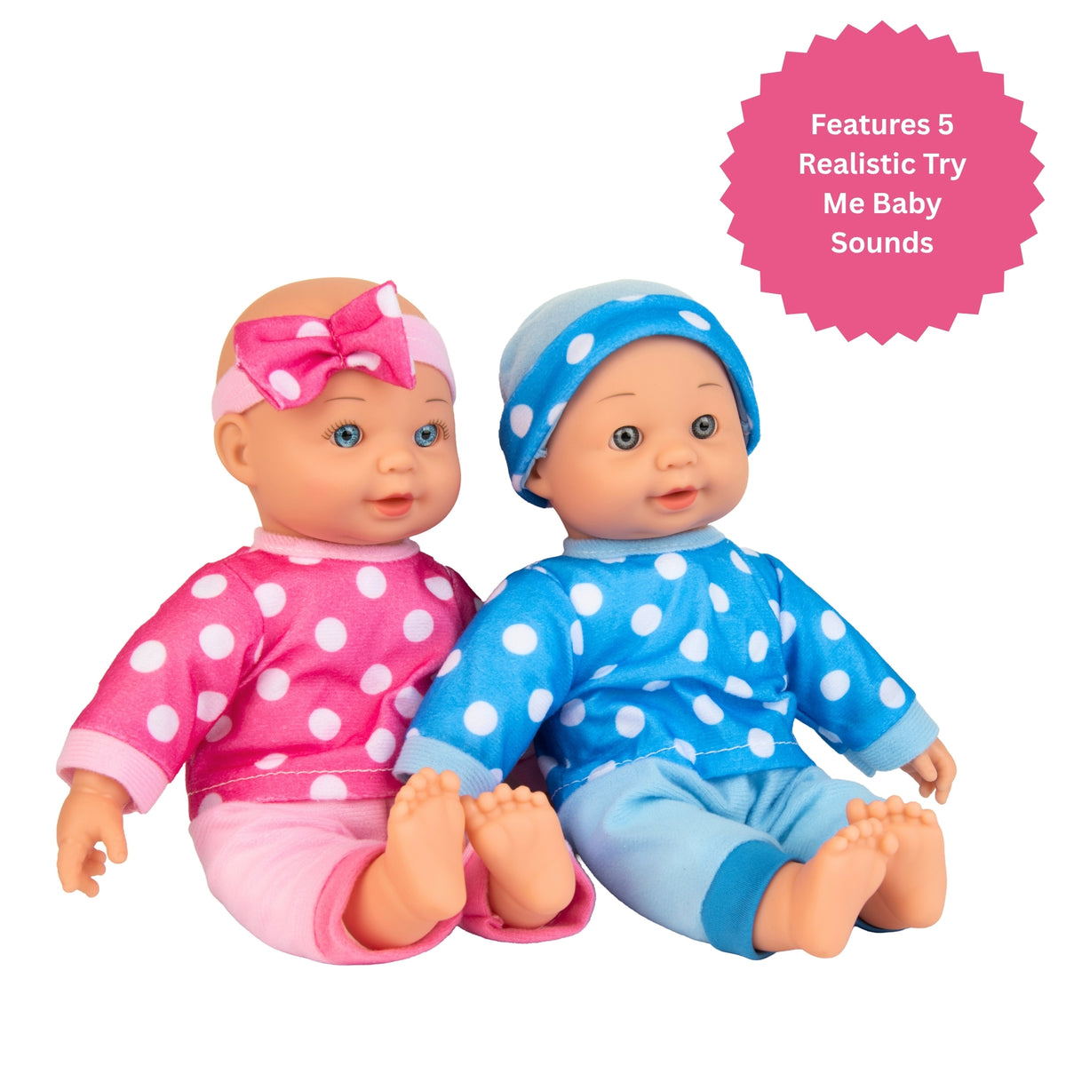Dolly Tots Twin 30cm Dolls Playset - Soft Bodied Talking Dolls