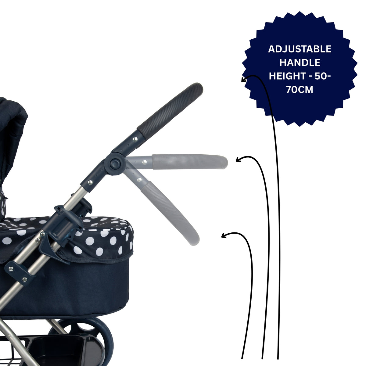 Dolly Tots Cherish Dolls Pram - Navy