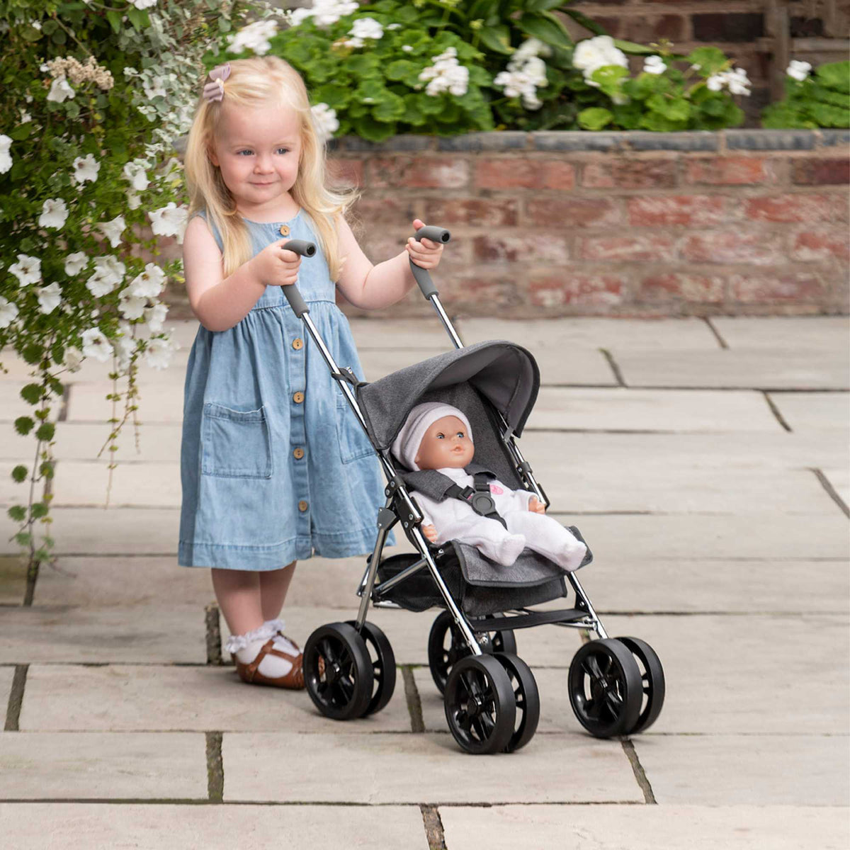 Celuna Premium Junior Dolls Stroller - Grey Pushchairs