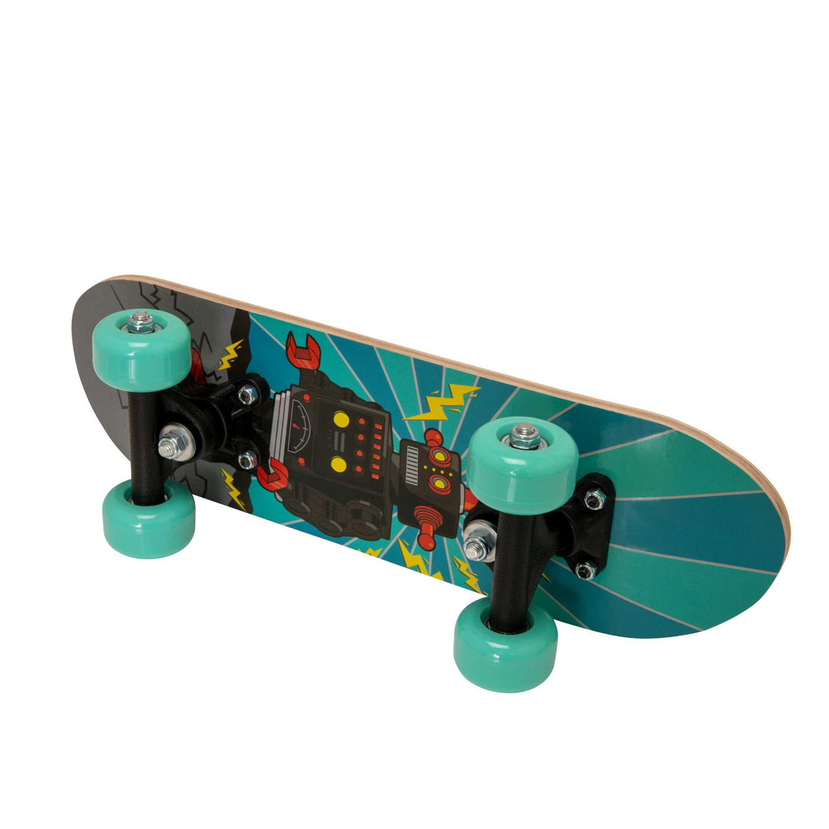 ATOM 17-inch Children&#39;s Skateboard with a vibrant graphic design, durable deck, and smooth-rolling wheels, ideal for young beginners learning to skateboard.