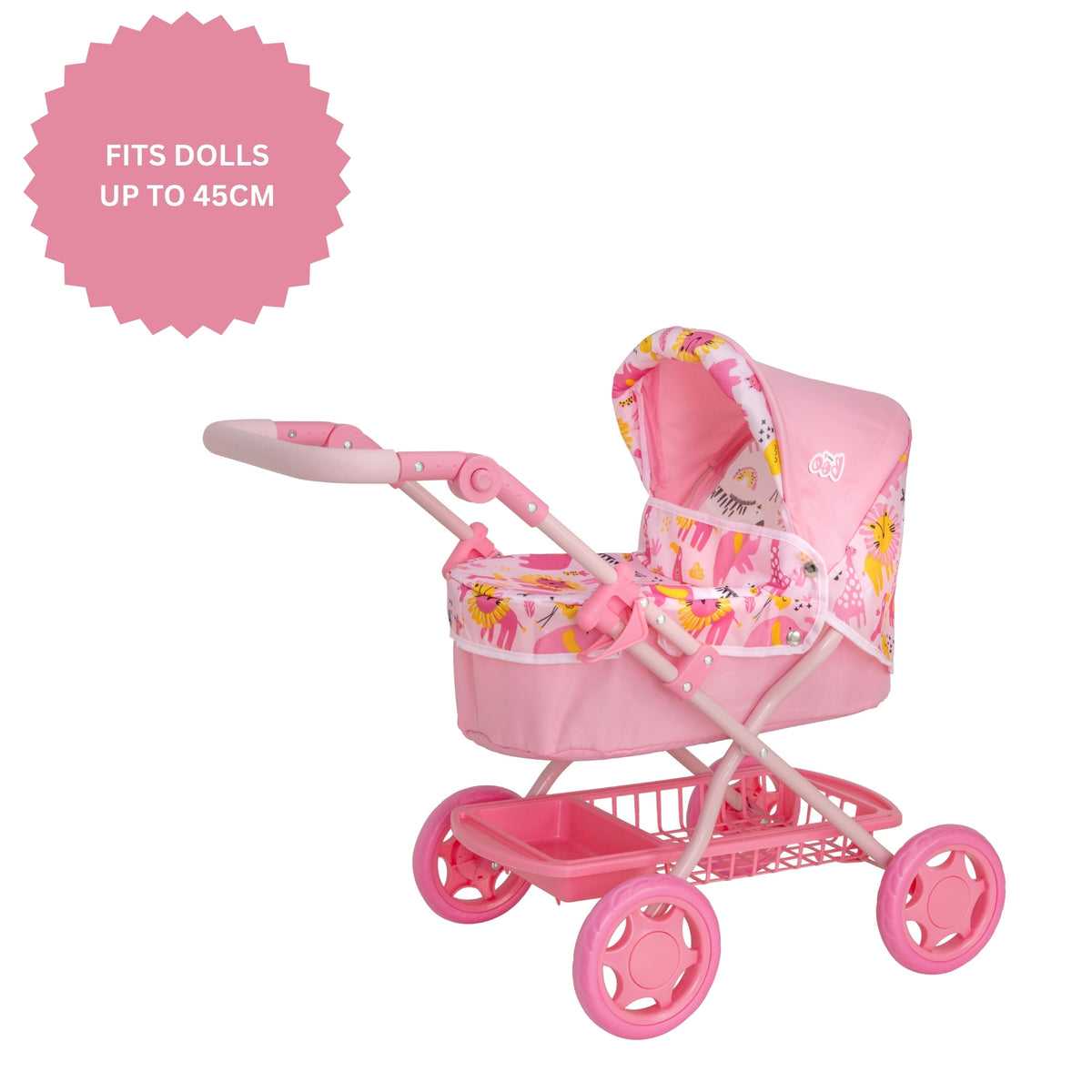 BabyBoo Junior Roamer Dolls Pram - Pink Jungle Prams