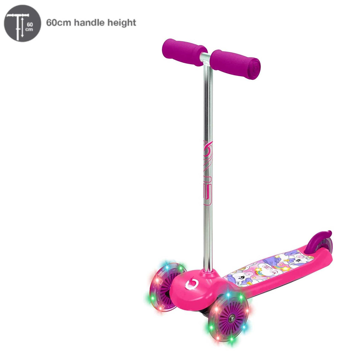 EVO Light Up Move N Groove Scooter for Ages 2 and Up with Lean-to-Steer System and LED Wheels, perfect for young children’s outdoor adventures.