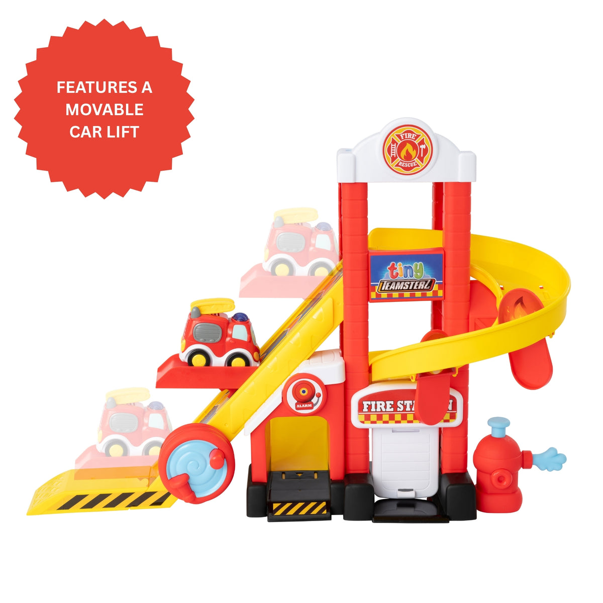 Tiny Teamsterz Beep &amp; Go Fire Station HQ - Includes 1 Fire Engine Cars &amp; Transporters