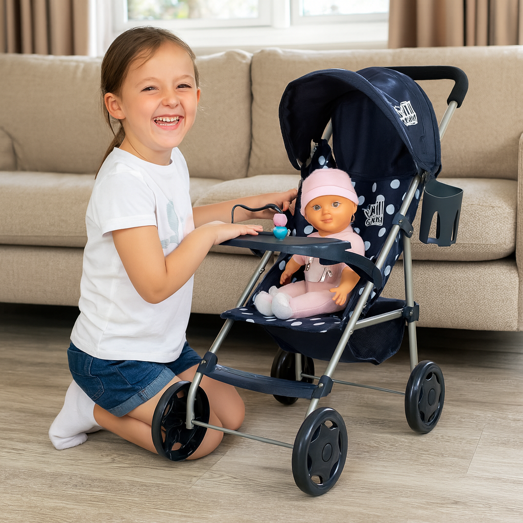 Dolly Tots Playtime Dolls Pushchair - Navy Prams