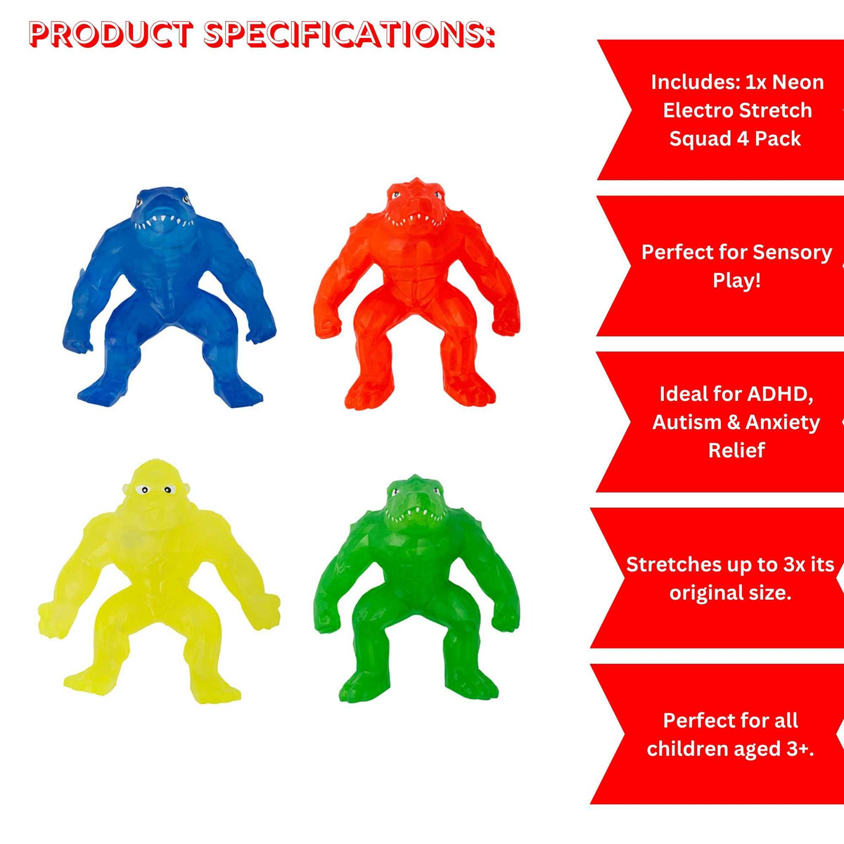 Stretcherz Electro Stretch Squad - 4 Pack Sensory Toys