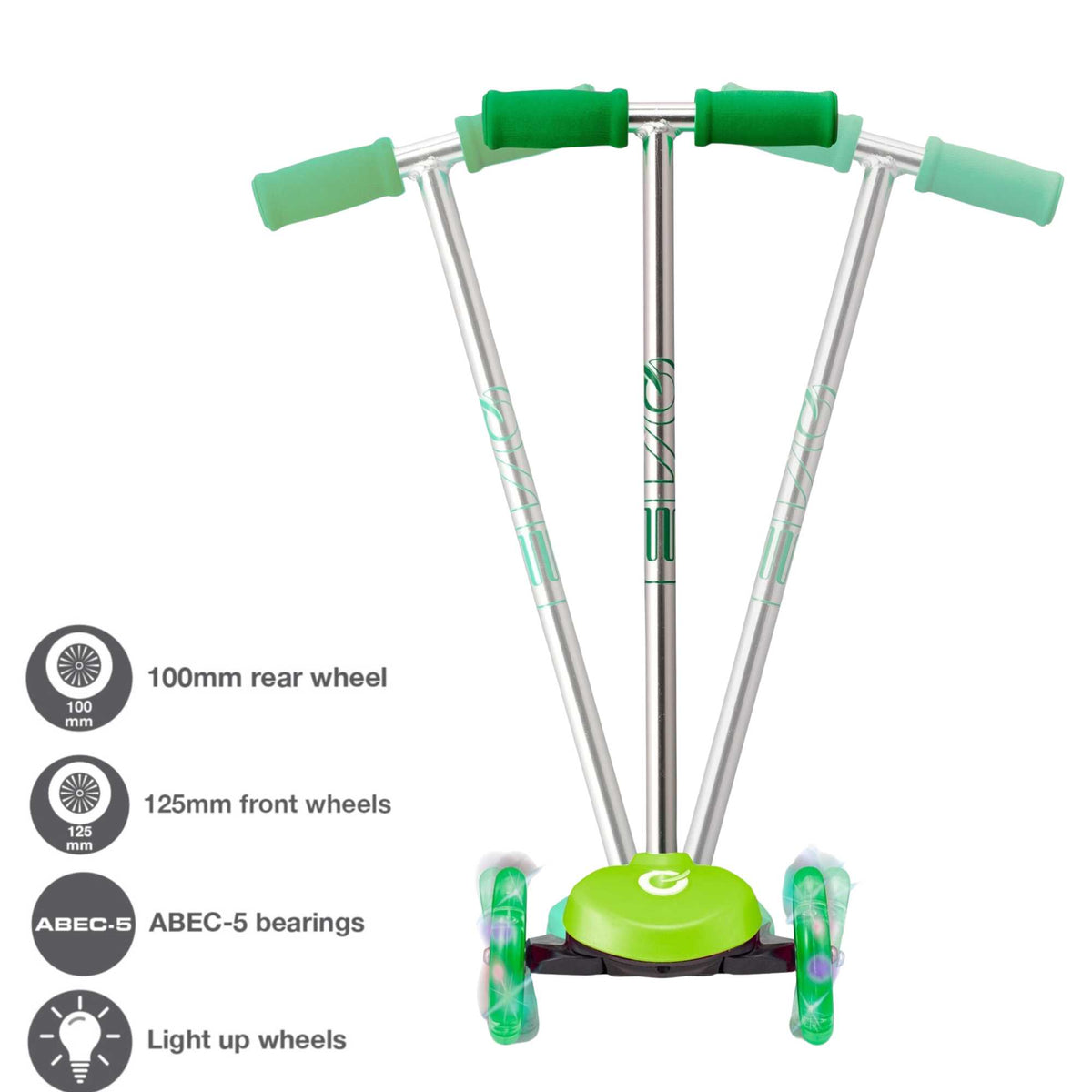 EVO Light Up Move N Groove Scooter for Ages 2 and Up with Lean-to-Steer System and LED Wheels, perfect for young children’s outdoor adventures.