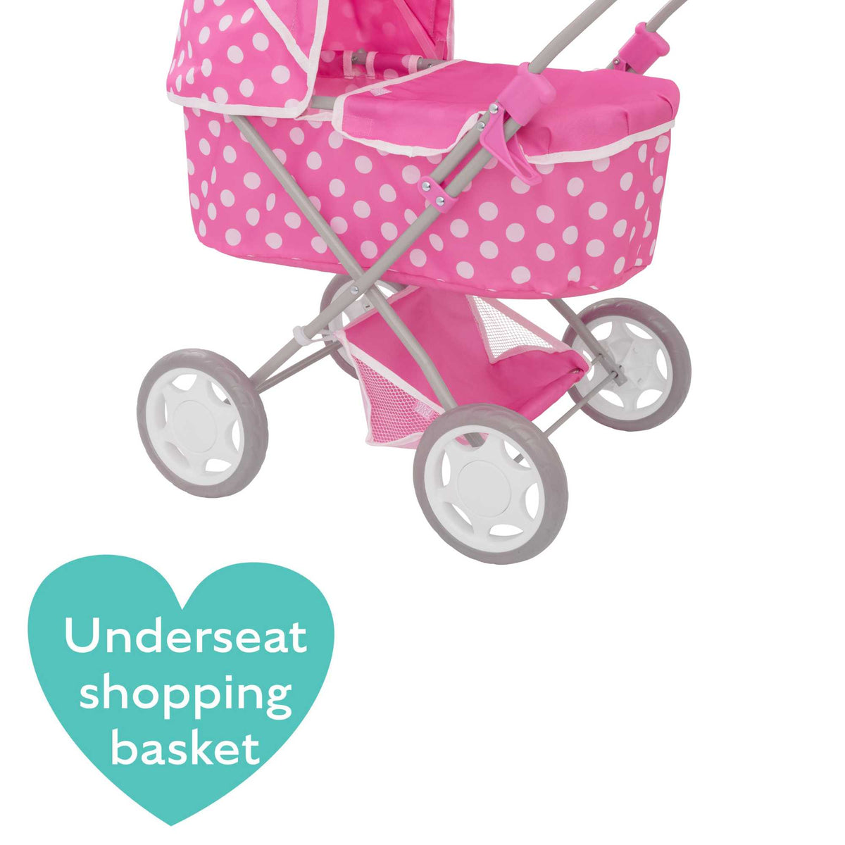 Dolly Tots Baby Dolls Pram - Cute and Sturdy Toy Pram for Baby Dolls, Ideal for Pretend Play