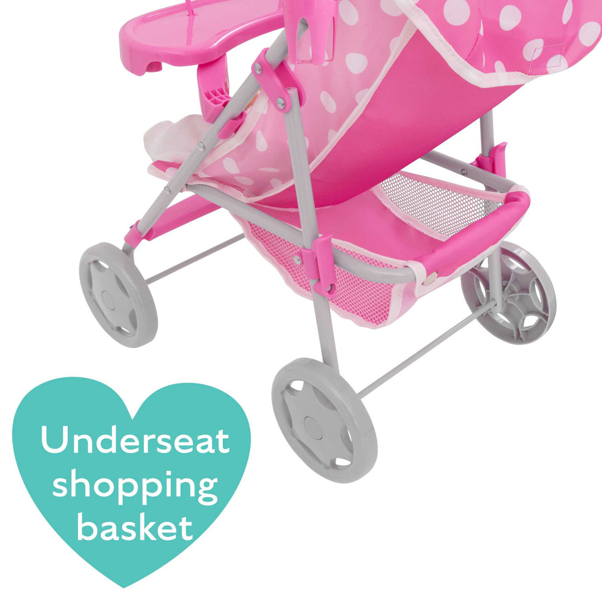 Dolly Tots Playtime Dolls Pushchair - Fun and Functional Toy Pushchair for Dolls, Perfect for Playtime