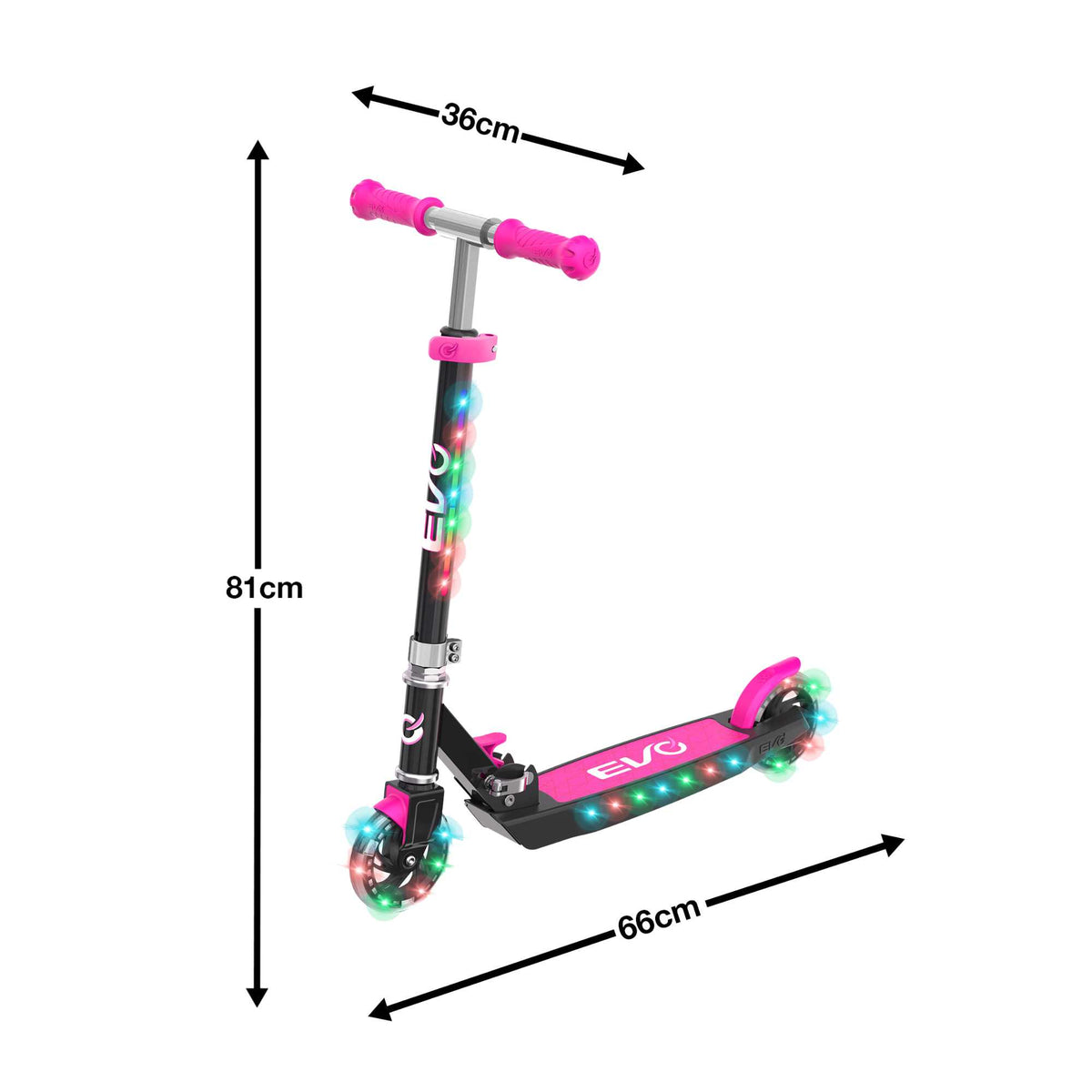 EVO Children&#39;s Light Up Light Blast Scooter for Kids Ages 5 and Up with LED Wheels and Adjustable Handlebar , perfect for enhancing motor skills and outdoor fun.