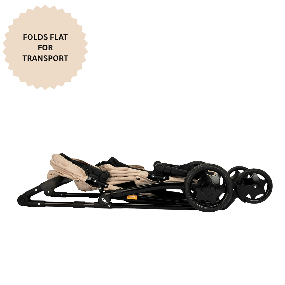 Joie Evalite Stone &amp; Black Dolls Pram - 9 Play Modes Prams
