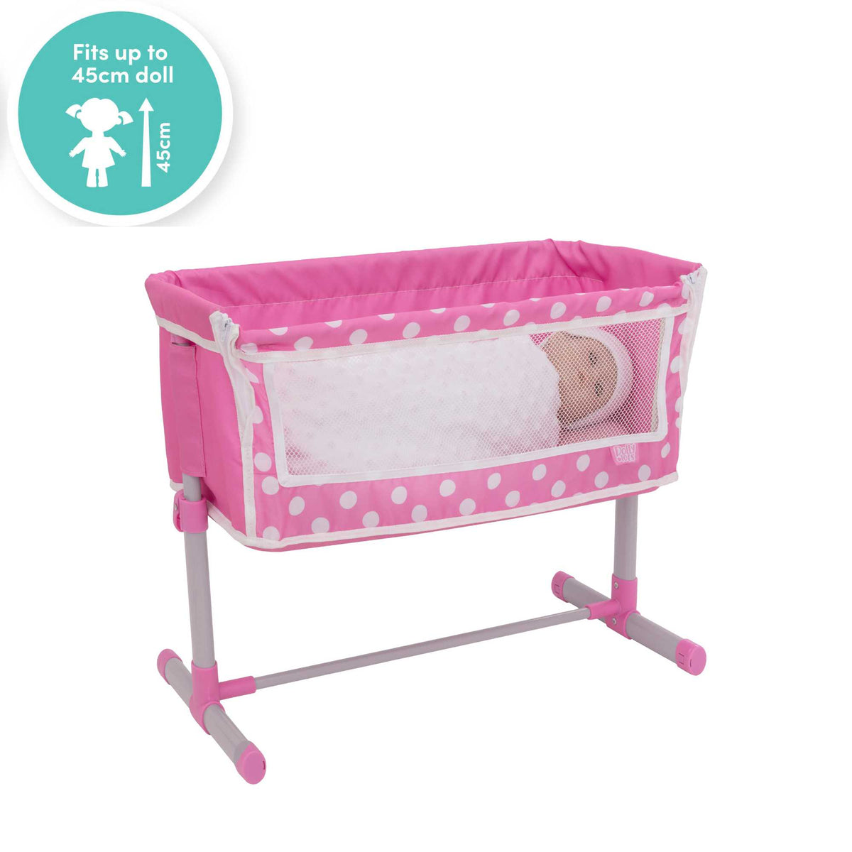 Dolly Tots Beside Me Dolly Cot - Cozy and Compact Toy Cot for Dolls, Ideal for Playtime