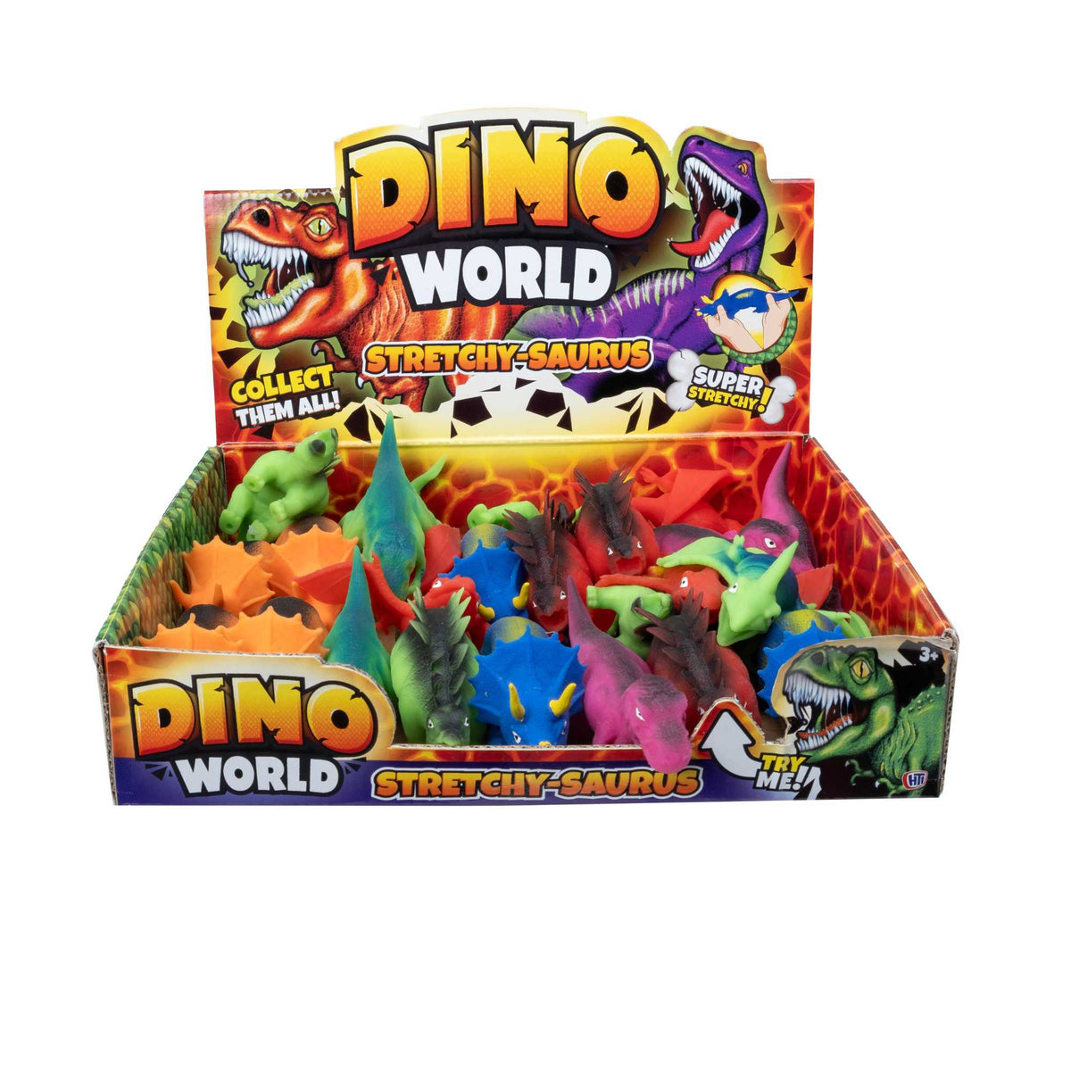 Dino World Stretchy Saurus Assorted Fidget Toys -  24 Pack Fidget Toy Bumper Party Pack Sensory Toys