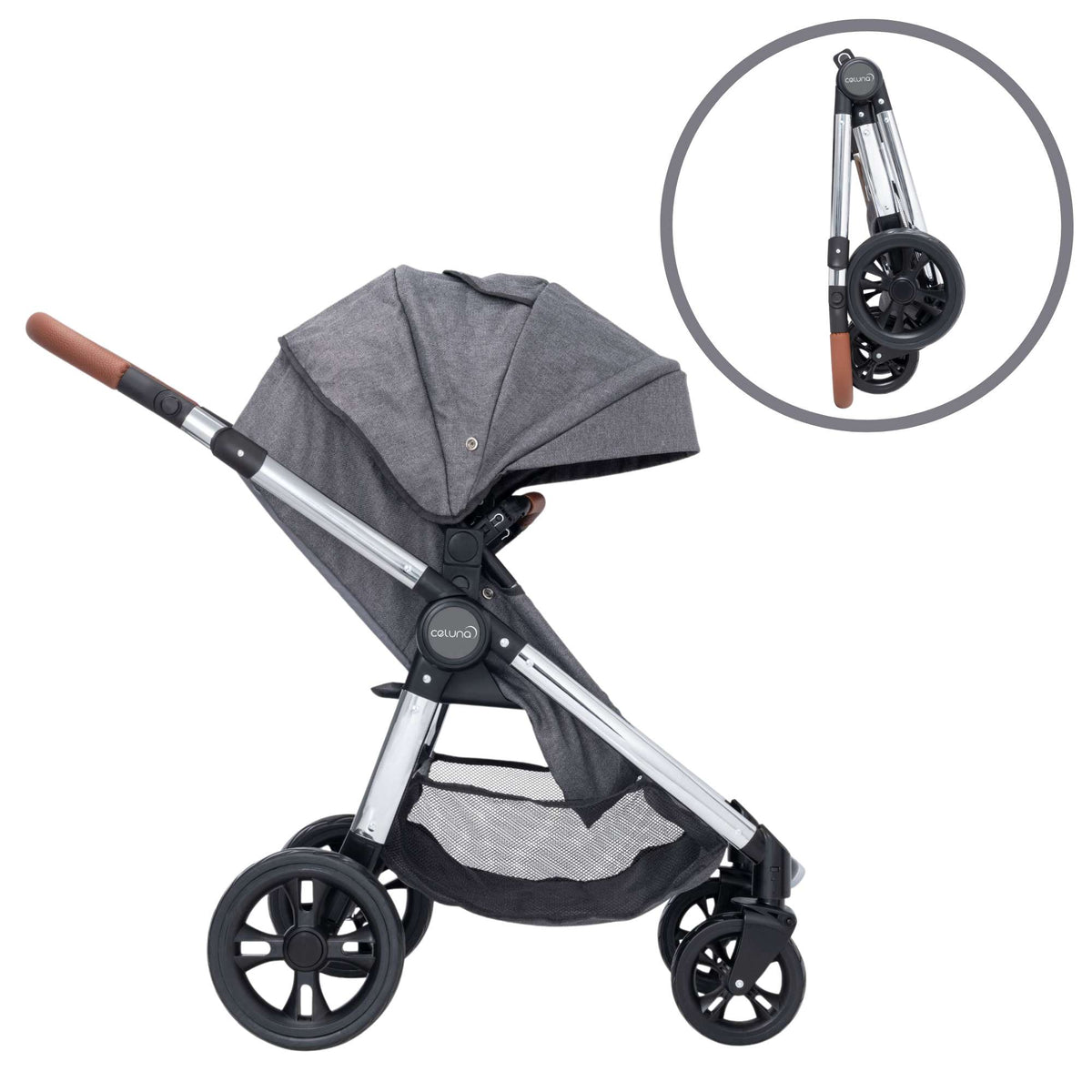 Celuna Premium Vogue Dolls Pram - versatile doll stroller with 2 pram modes for ultimate playtime fun, stylish and durable design