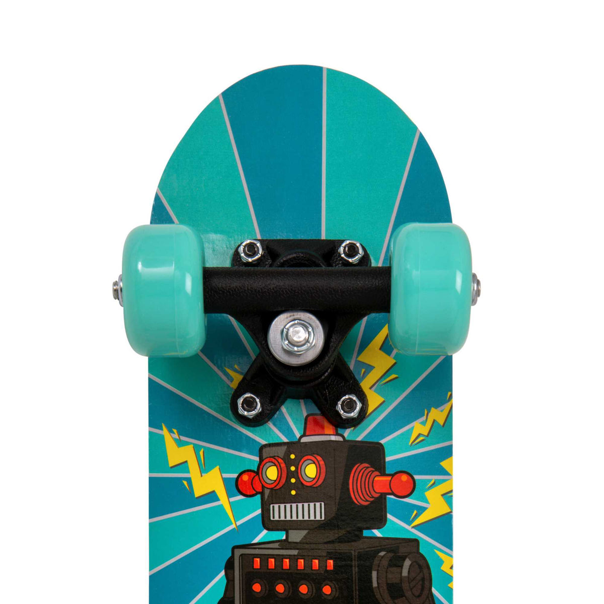 ATOM 17-inch Children&#39;s Skateboard with a vibrant graphic design, durable deck, and smooth-rolling wheels, ideal for young beginners learning to skateboard.