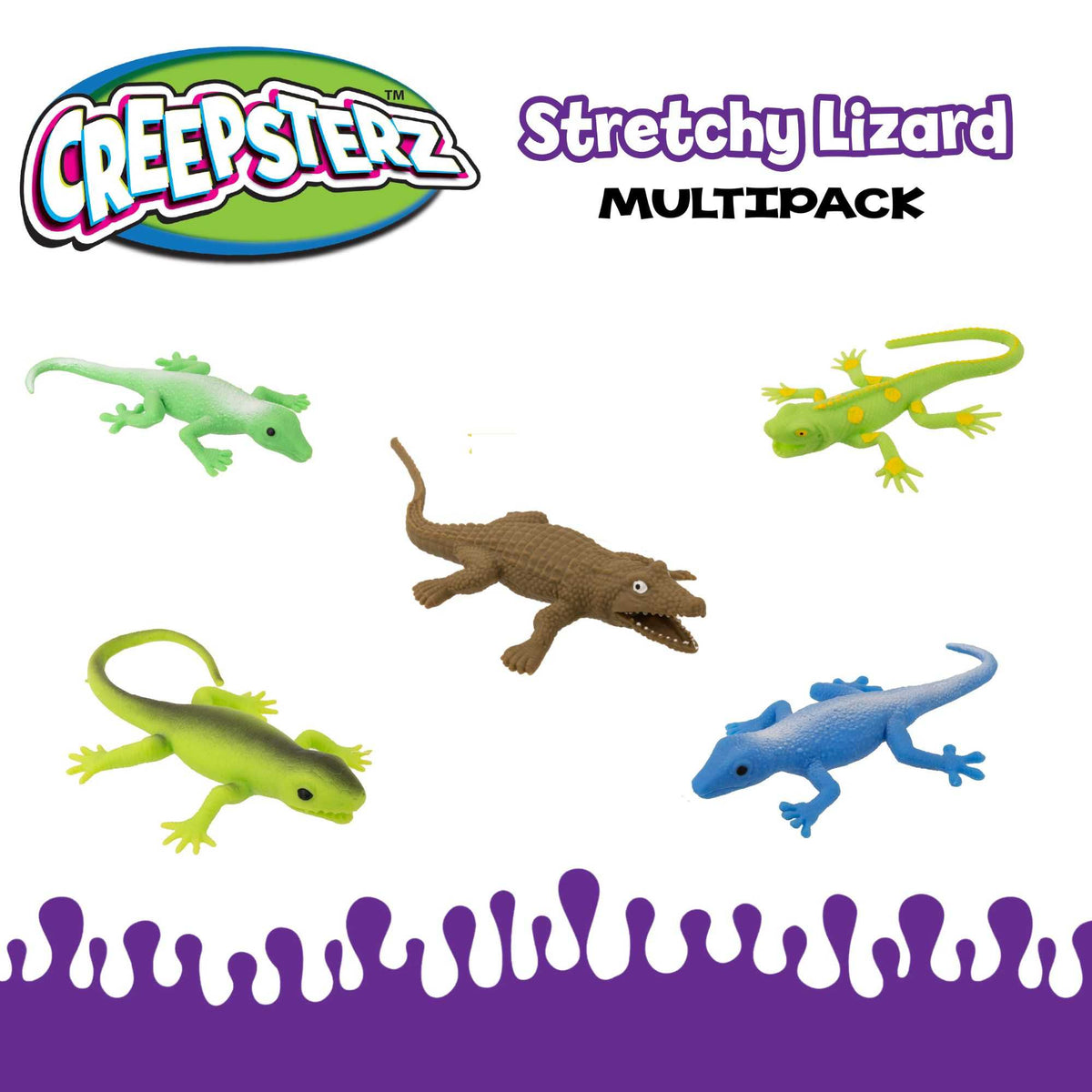 Creepsterz Stretchy Lizards Assorted Fidget Toys | 24 Pack Fidget Toy Bumper Party Pack