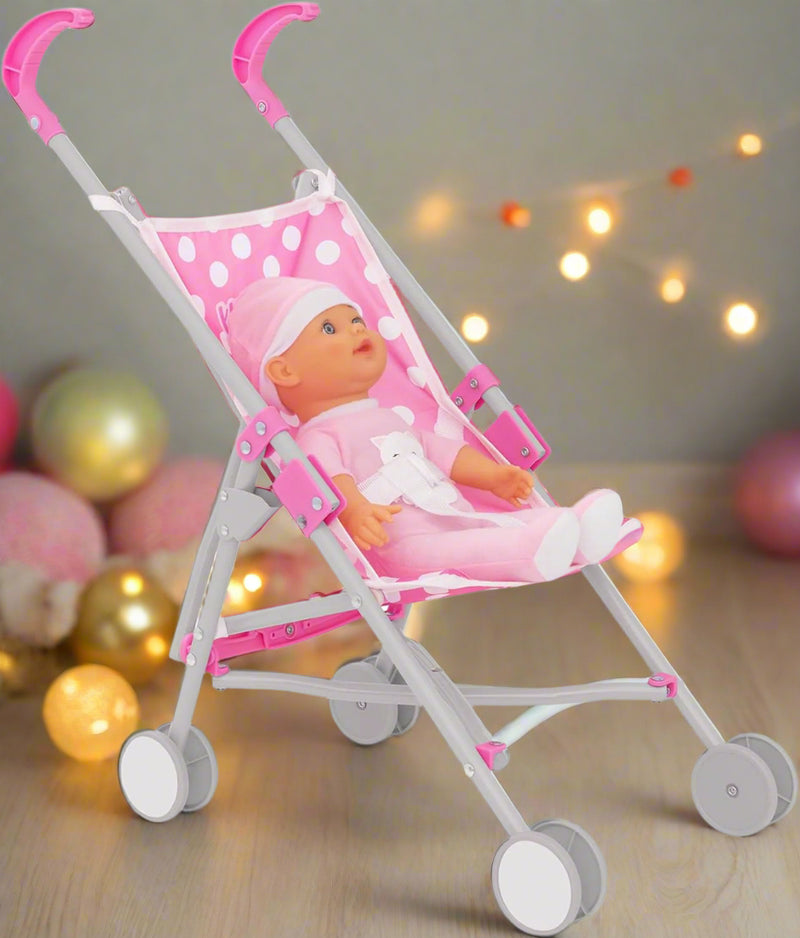 Dolly Tots Dolls Stroller with Doll - Playful Toy Stroller Set for Dolls, Includes Doll Companion