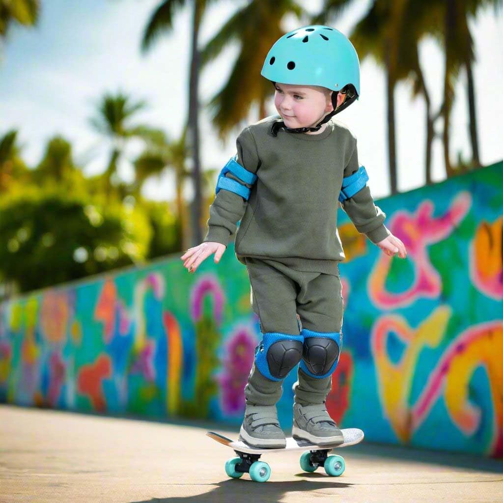 ATOM 17-inch Children&#39;s Skateboard with a vibrant graphic design, durable deck, and smooth-rolling wheels, ideal for young beginners learning to skateboard.