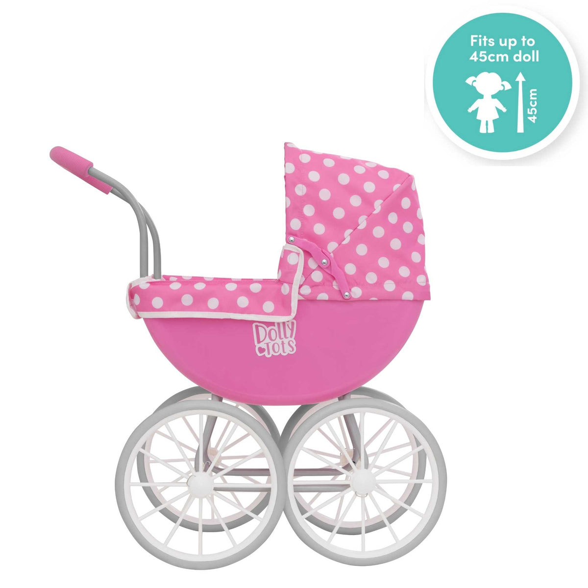 Dolly Tots My First Carriage Dolls Pram - Charming and Durable Toy Pram for Dolls, Perfect for Young Children