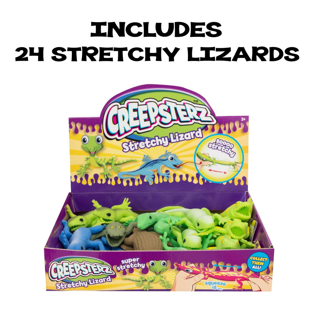 Creepsterz Stretchy Lizards Assorted Fidget Toys - 24 Pack Toy Playsets