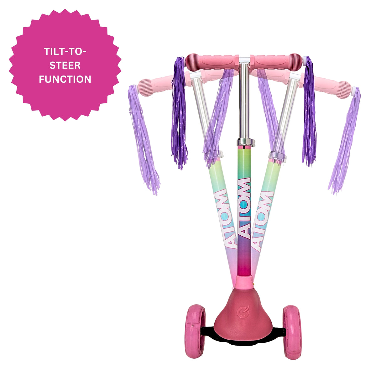 ATOM Eclipse Unicorn Light-Up Scooter for Kids – 3-Wheel LED Scooter with Flashing Deck and Colourful Wheels for Ages 5+.
