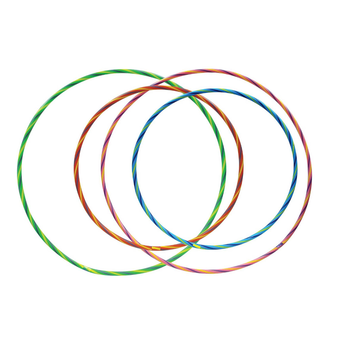 4 Pack of Rainbow Hula Hoops, colorful and durable, perfect for outdoor fun and exercise for kids and adults.