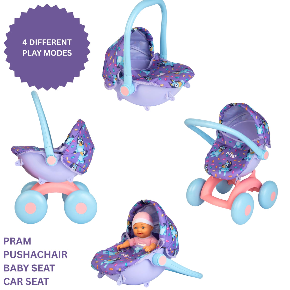 Bluey 4-in-1 Childrens Dolls Pram Prams