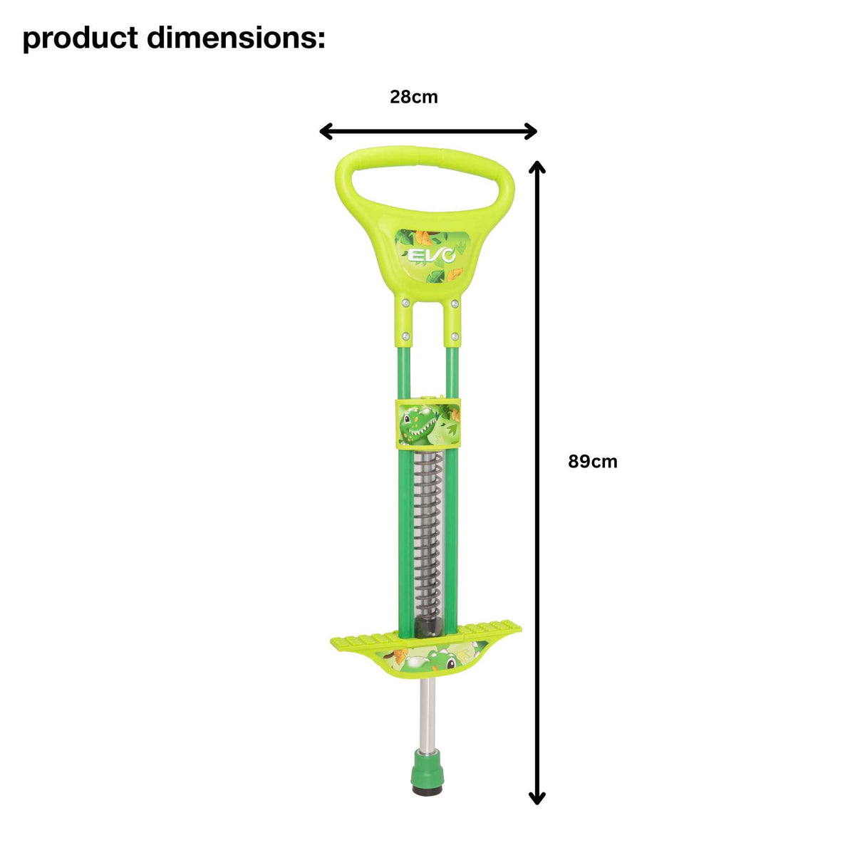 EVO Light Up Pogo Stick featuring bright colorful lights, sturdy frame, non-slip footpads, and comfortable handlebars, perfect for kids&#39; active outdoor play and exercise.