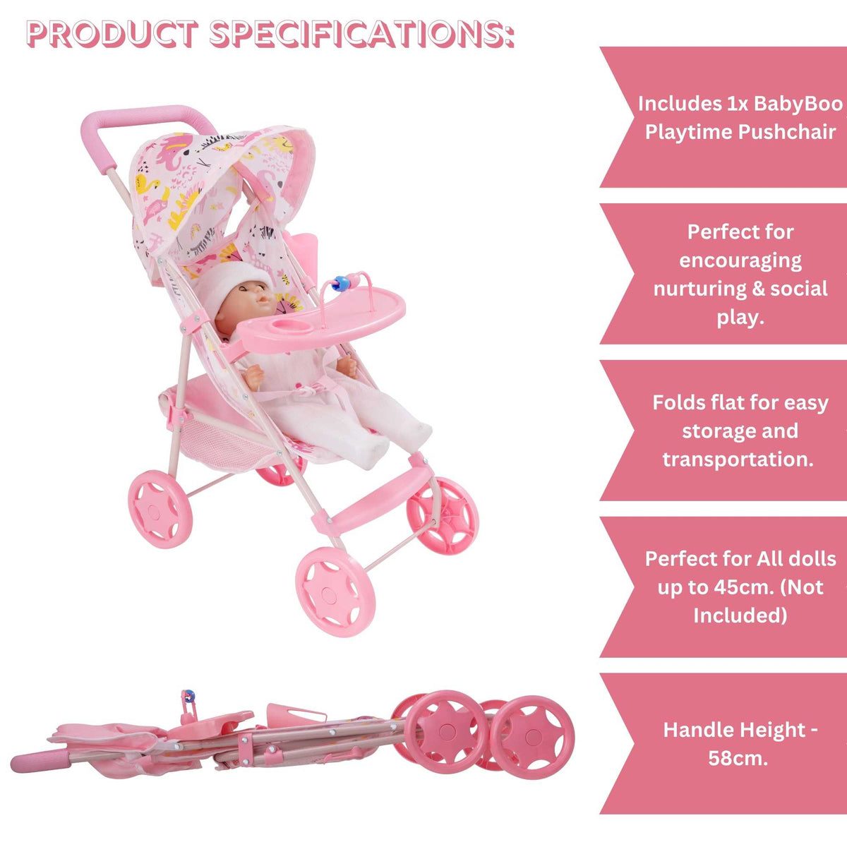 BabyBoo Jungle Playtime Dolls Pushchair Pushchairs