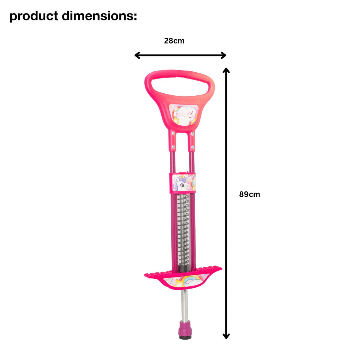 EVO Light Up Pogo Stick featuring bright colourful lights, sturdy frame, non-slip footpads, and comfortable handlebars, perfect for kids&#39; active outdoor play and exercise.