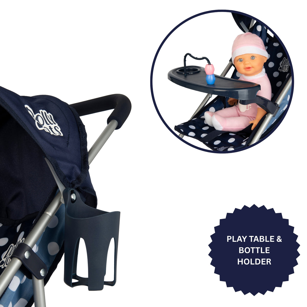 Dolly Tots Playtime Dolls Pushchair - Navy
