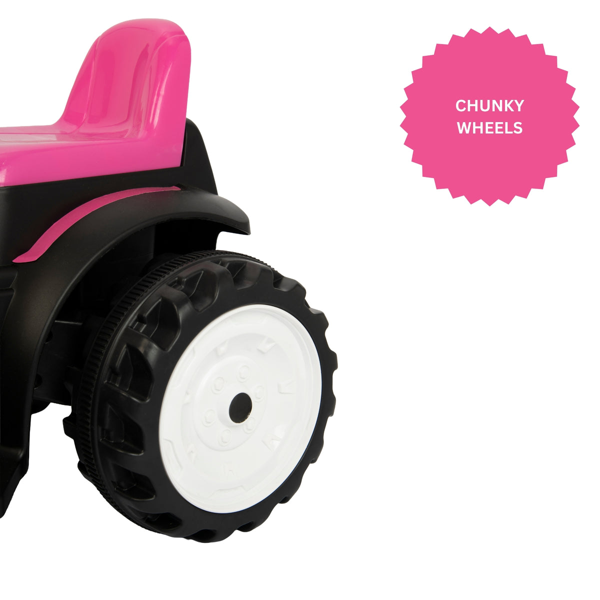 ATOM 6V Electric Ride On Tractor With Trailer - Pink Electric Ride Ons